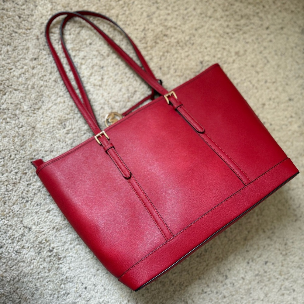 Michael Kors Large Red Leather Tote - Picture 5 of 13